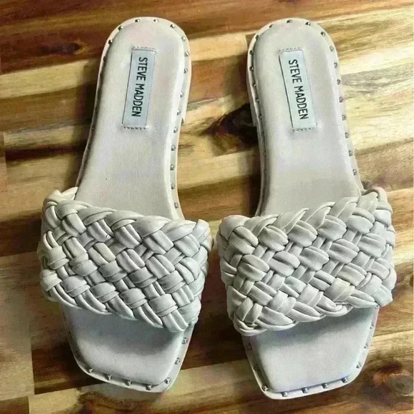 Steve Madden square toe WOMEN'S SANTINA WOVEN slip on SLIDE SANDALS size 6.5 - Picture 4 of 5